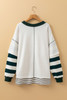 White Stripe Bowknot Patched Pattern Contrast Stitching Pullover Trendy Sweatshirt