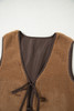 Light French Beige Contrast Trim Tie Front Sherpa Vest