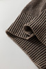 Dark Brown Contrast Cable Knit Sleeve Casual Sweater