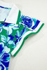 Bright Green Contrast Floral Print Collared V Neckline Ruffled Cap Sleeve Shift Dress with Pockets