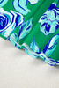 Bright Green Contrast Floral Print Collared V Neckline Ruffled Cap Sleeve Shift Dress with Pockets