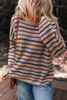 Multicolour Striped Knitted Drop Shoulder Round Neck Sweater