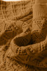 Jurassic Gold Hollow Out Crochet Ribbed Edge Balloon Sleeve Sweater