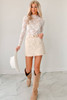 White Sheer Floral Lace Mesh Mock Neck Long Sleeve Top