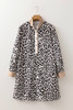 Multicolour Button Striped Collar Leopard Print Long Sleeve Flared Dress