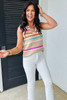 Khaki Stripe Textured Knit V Neck Sweater Vest