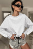 Light Grey Lace Patchwork Raglan Sleeve Crew Neck Sweatshirt