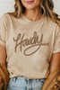 Khaki Howdy Embroidered Graphic Western Tee