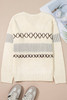 Parchment Contrast Stitch Detail V Neck Drop Shoulder Sweater