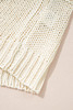 Parchment Contrast Stitch Detail V Neck Drop Shoulder Sweater