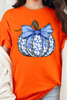 Orange Floral Pumpkin Bow Print Thanksgiving T Shirt