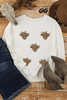 White Sequin Heifer Patched Drop Shoulder Sweatshirt