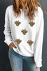 White Sequin Heifer Patched Drop Shoulder Sweatshirt