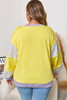 Yellow Striped Color Block Patchwork Crewneck Plus Size Pullover Sweatshirt