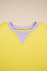 Yellow Striped Color Block Patchwork Crewneck Plus Size Pullover Sweatshirt