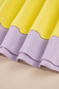 Yellow Striped Color Block Patchwork Crewneck Plus Size Pullover Sweatshirt