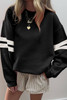 Black Varsity Striped Detail Drop Shoulder Oversized Sweatshirt