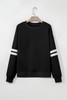 Black Varsity Striped Detail Drop Shoulder Oversized Sweatshirt