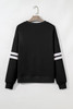 Black Varsity Striped Detail Drop Shoulder Oversized Sweatshirt