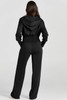 Black Double Zipper Hooded Jacket and Sweatpants Active Set