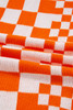 Orange Checkered Open Front Drop Shoulder Cardigan