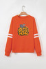 Orange Leopard Pumpkin Graphic Varsity Oversized Sweatshirt
