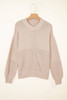 Parchment Mixed Texture Patchwork Knitted Puff Sleeve Sweater