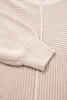 Parchment Mixed Texture Patchwork Knitted Puff Sleeve Sweater