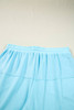 Aruba Blue Plus Size Solid Color Splicing Raw Hem Pullover Top Shorts Set