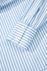 Sky Blue Stripe Shirred Detail Half Placket Collared Long Sleeve Fall Shirt