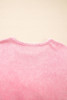 Bright Pink Mineral Wash Big Bow Patchwork Pullover Sweatshirt