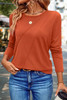 Red Clay  Asymmetric Seam Detail Solid Color Long Sleeve Top