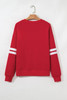 Fiery Red game day Rugby Embroidered Oversize Varsity Sweatshirt