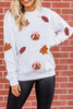 White Fall Leaf Bow Pumpkin Sequin Patched Baggy Sweatshirt