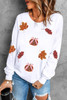 White Fall Leaf Bow Pumpkin Sequin Patched Baggy Sweatshirt