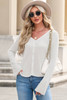 White Lightweight V Neck Button Front Bell Sleeve Cardigan Sweater