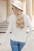 White Lightweight V Neck Button Front Bell Sleeve Cardigan Sweater