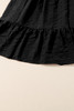 Black Lace-up Ruched Front Long Sleeve Ruffle Hem Plus Size Midi Dress Black Lace-up Ruched Front Long Sleeve Ruffle Hem Plus Size Midi Dress