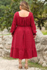 Fiery Red Lace-up Ruched Front Long Sleeve Ruffle Hem Plus Size Midi Dress Fiery Red Lace-up Ruched Front Long Sleeve Ruffle Hem Plus Size Midi Dress