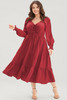 Fiery Red Lace-up Ruched Front Long Sleeve Ruffle Hem Plus Size Midi Dress Fiery Red Lace-up Ruched Front Long Sleeve Ruffle Hem Plus Size Midi Dress