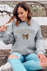 Gray GAME DAY Rugby Bow Embroidered Casual Sweatshirt