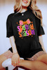 Black SPOOKY SEASON Halloween Pumpkin Bow Print T Shirt