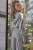 Gray Double Zipper Hooded Jacket and Sweatpants Active Set