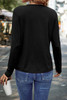 Black  Asymmetric Seam Detail Solid Color Long Sleeve Top