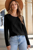 Black  Asymmetric Seam Detail Solid Color Long Sleeve Top