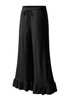 Black Ruffled Wide Leg Pull On High Waist Pants with Pockets