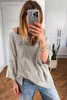 Seagrass Hollow Out Knit 7/8 Sleeve Casual Sweater