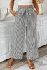 Black Stripe Tied High Waist Loose Straight Casual Pants Black Stripe Tied High Waist Loose Straight Casual Pants