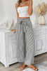 Black Stripe Tied High Waist Loose Straight Casual Pants Black Stripe Tied High Waist Loose Straight Casual Pants