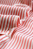 Red Stripe Smocked Cuffed Striped Boyfriend Shirt with Pocket